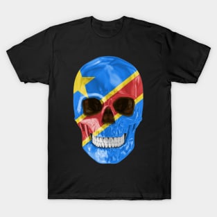 Democratic Republic Of Congo Flag Skull - Gift for Congolese With Roots From Democratic Republic Of Congo T-Shirt